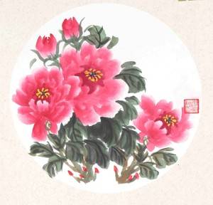 牡丹水墨画（阳光星苑社区 刘秀英）
