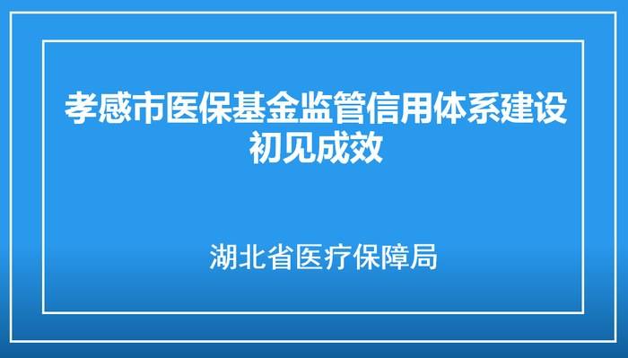 孝感市医保基金监管信用体系建设初见成效